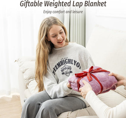 Wemore Weighted Lap Blanket 7lbs for Adults, Small Weighted Blanket Throw for Travel, Soft Weighted Lap Pad for Relaxation, Calming, Napping and Sleeping, Machine Washable, Light Grey 29" x 24"