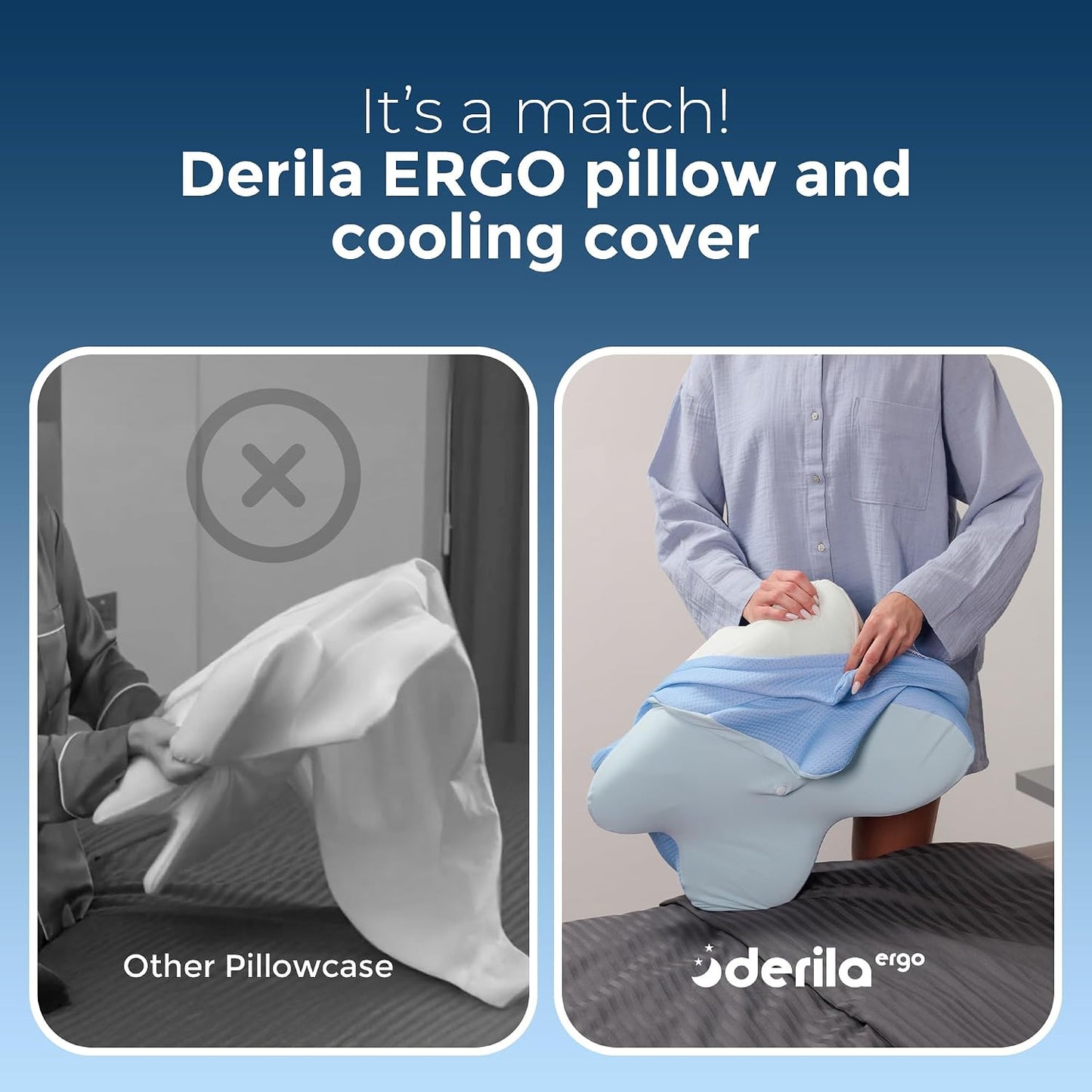 Derila Ergo Cervical Neck Pillow for Sleeping Pillow Contour Memory Foam Pillows for Back, Side Sleeper Pillows 21.25 x 14.17 x 4.72 inches