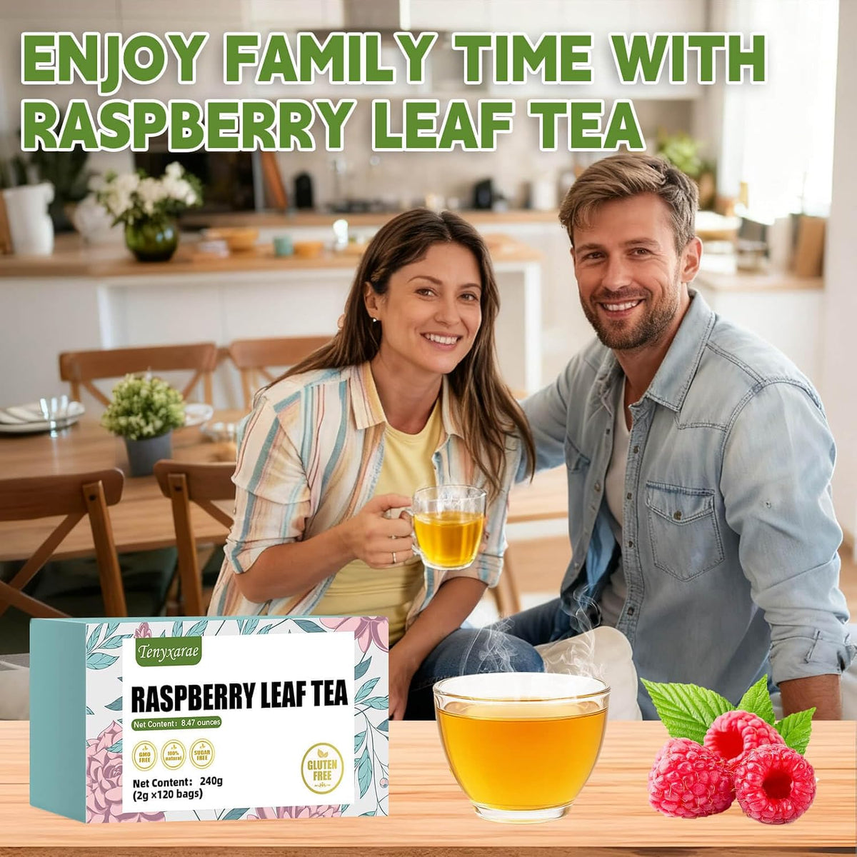 Raspberry Leaf Teabags–120 Tea Bags (2g/Bag), Made from 100% Raspberry Leaves Caffeine-Free | Sugar-Free | Gluten-Free | Vegan | Eco-Friendly Tea Bags
