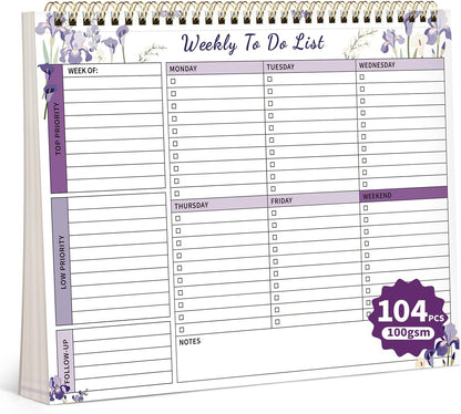 104 Pgs To Do List Notepad, 52 Undated Sheets Duplex-printed