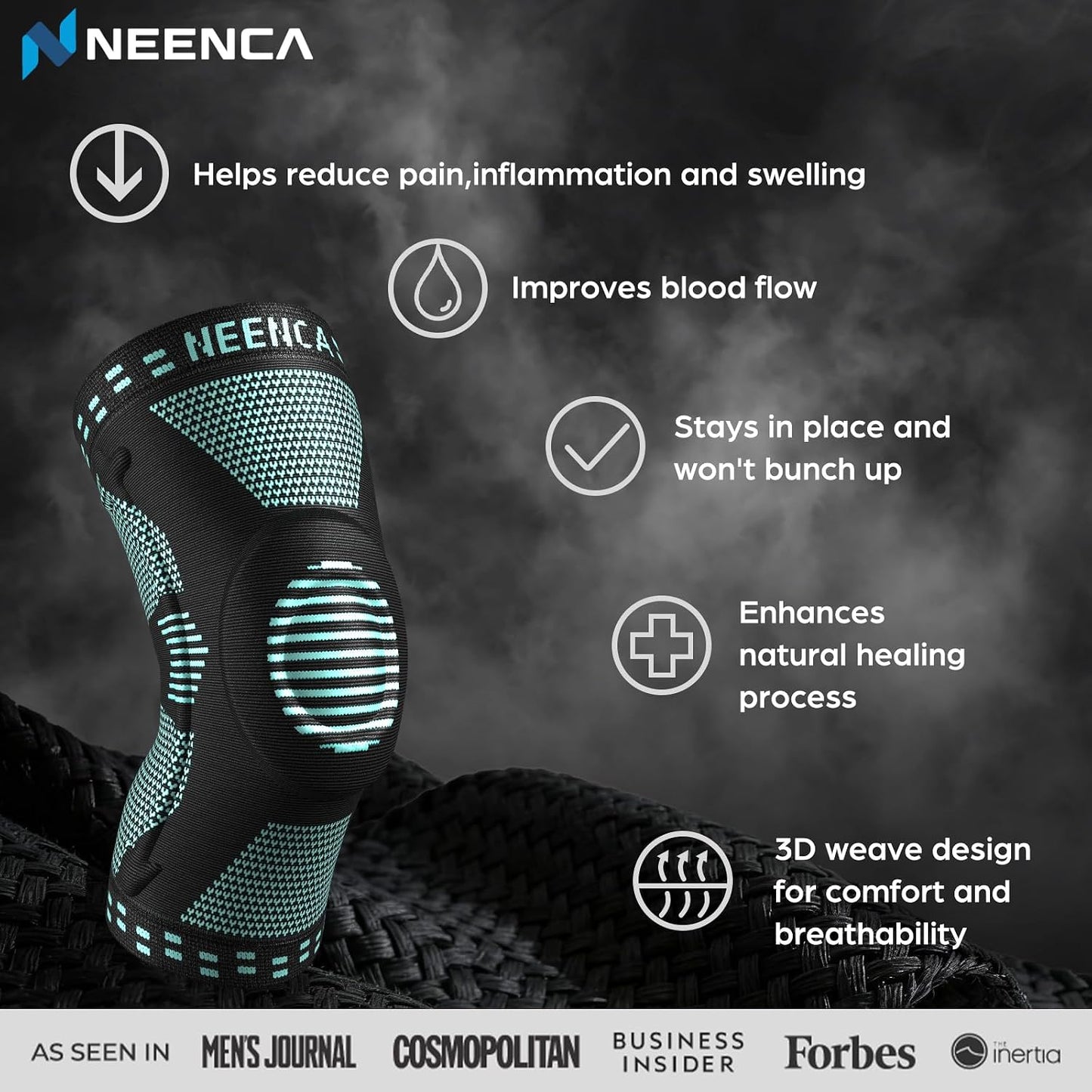 NEENCA Professional Knee Brace for Pain Relief, Medical Knee Support with Patella Pad & Side Stabilizers, Compression Knee Sleeve for Meniscus Tear, ACL, Joint Pain, Runner, Workout (Black, Medium)