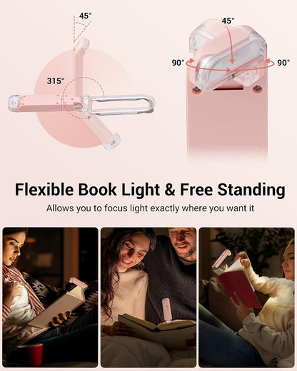 DEWENWILS USB Rechargeable Book Light for Reading in Bed, LED Book Reading Lights with Clip, Perfect for Bookworms, Kids, Warm White, Brightness Adjustable (Blue)