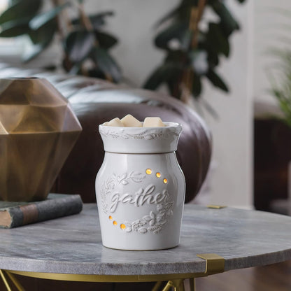 Candle Warmers ETC. Illumination Fragrance Warmer- Light-Up Warmer for Warming Scented Candle Wax Melts and Tarts or to Freshen Room, White Harmony