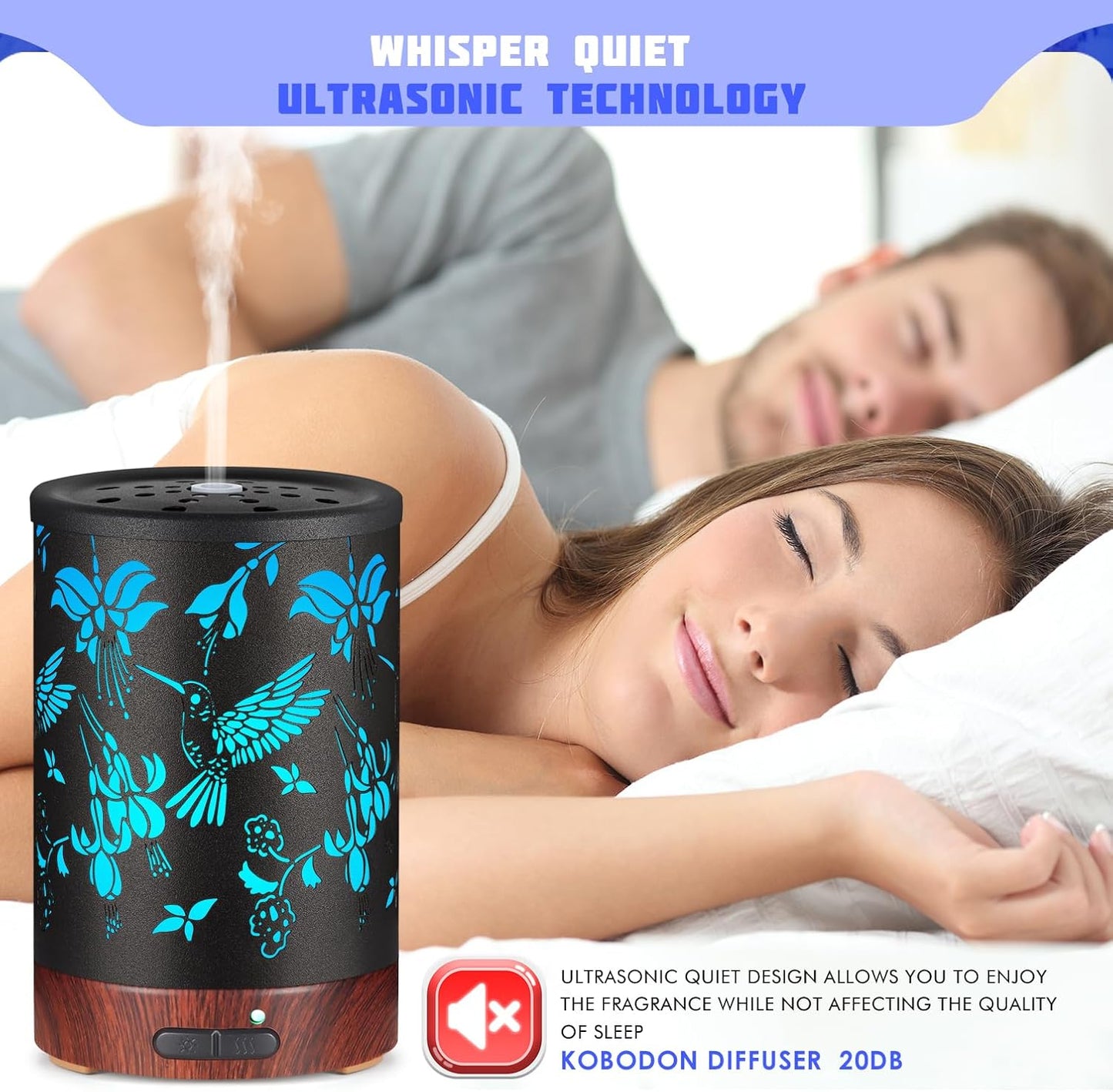 Essential Oil Diffuser, Ultrasonic Diffuser for Essential Oil, Cool Mist Humidifier Aromatherapy Diffuser with 7 Color Lighting Changing Modes, Waterless Auto Shut-Off for Home（Flower Fairy）