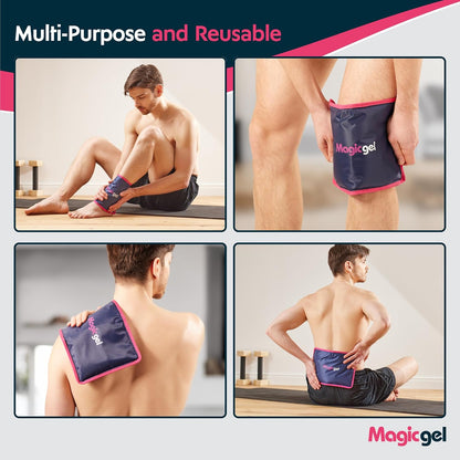 Magic Gel Ice Packs for Injuries Reusable (3 Pieces) | Flexible Wrap Around Gel Ice Pack Knees, Back, Shoulders, Arms and Legs (11" x 5.5") | Hot and Cold Compress Cold Packs for Injuries