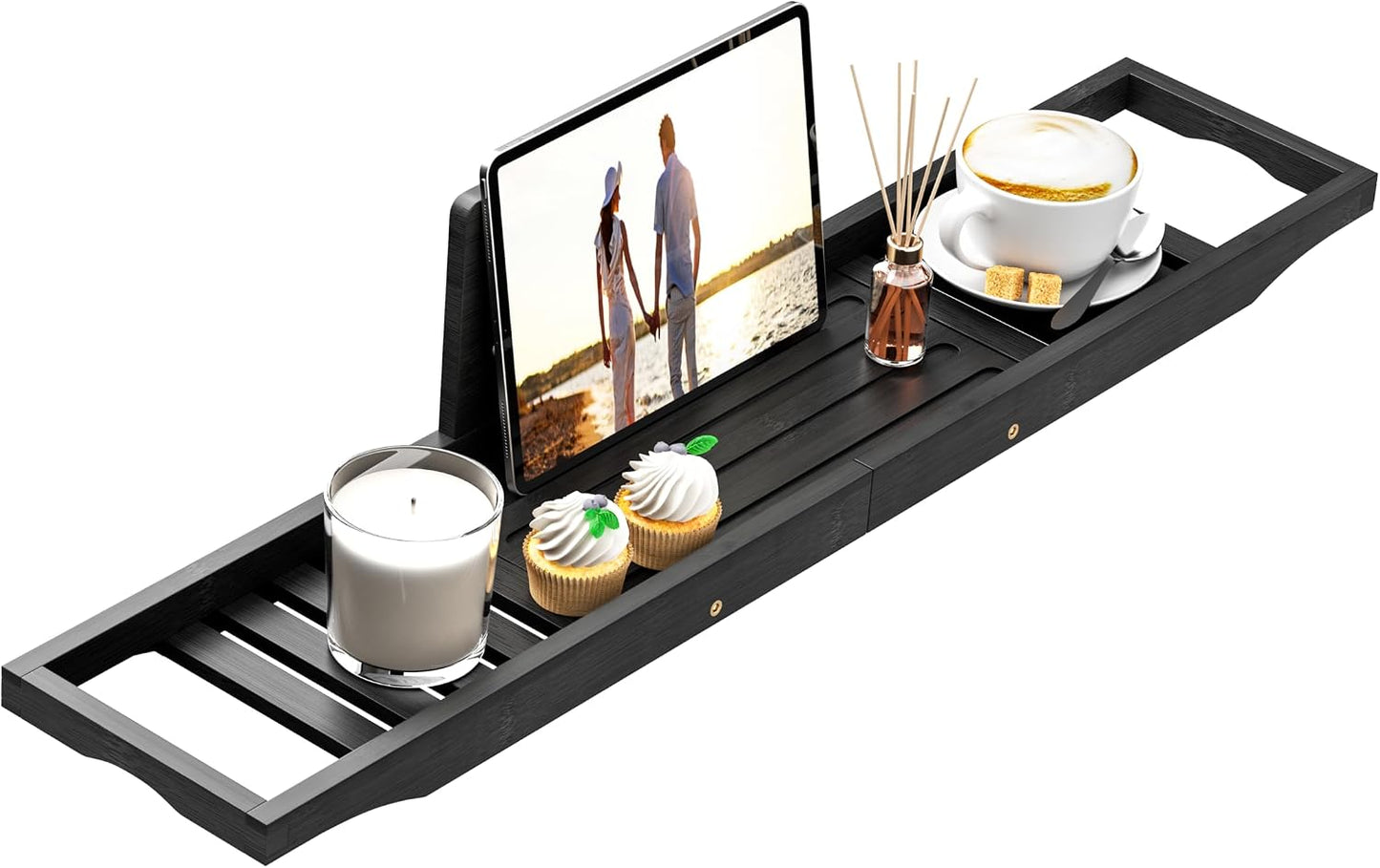 Bathtub Tray Caddy - Bath Tray - Bath Tub Table Tray Caddy - Bamboo Bath Tray for Tub
