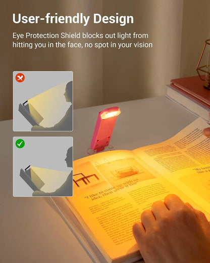 DEWENWILS Book Reading Light, Amber Warm Clip On LED with 3 Adjustable Brightness for Eye Protection, Rechargeable USB, Perfect for Bookworms, Kids (White)
