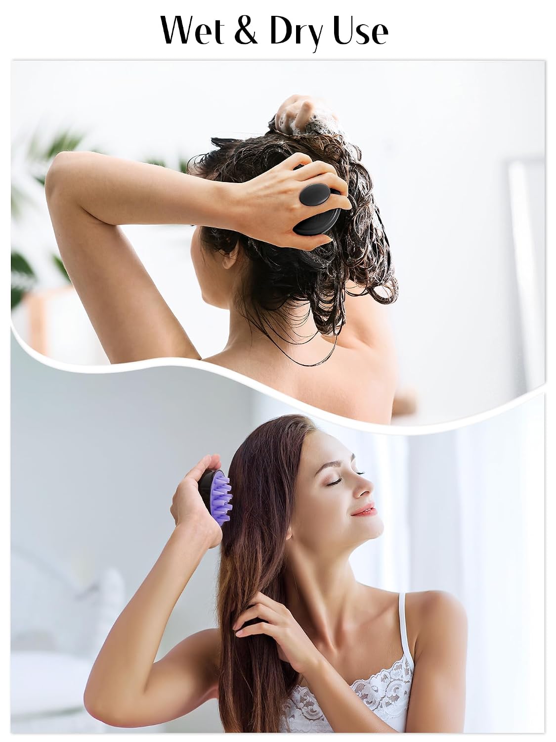 HEETA Hair Scalp Massager for Hair Growth, Shampoo Brush, Scalp Scrubber Exfoliator with Soft Silicone Bristles for Dandruff Removal to Relieve Stress, Wet Dry Use Updated Material, Beige