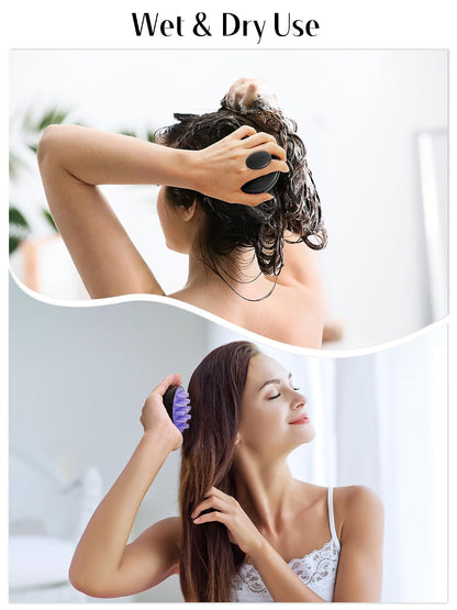 HEETA Hair Scalp Massager for Hair Growth, Shampoo Brush, Scalp Scrubber Exfoliator with Soft Silicone Bristles for Dandruff Removal to Relieve Stress, Wet Dry Use Updated Material, Beige