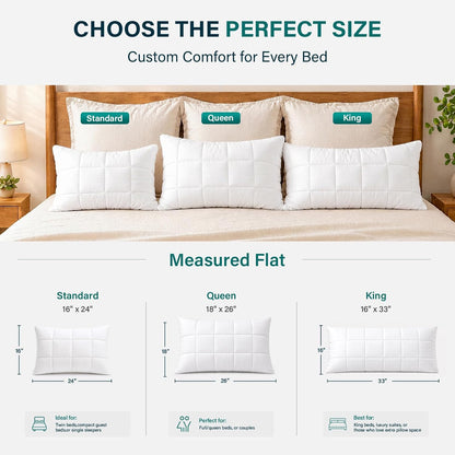 Nuzzle Cooling Adjustable Pillow for Side Sleepers,Queen Size Bed Pillow 4 Pack – Hotel Luxury Neck Support, Height Adjust Soft Sleeping Pillow for Back, Stomach or Side Sleepers-Home Gift