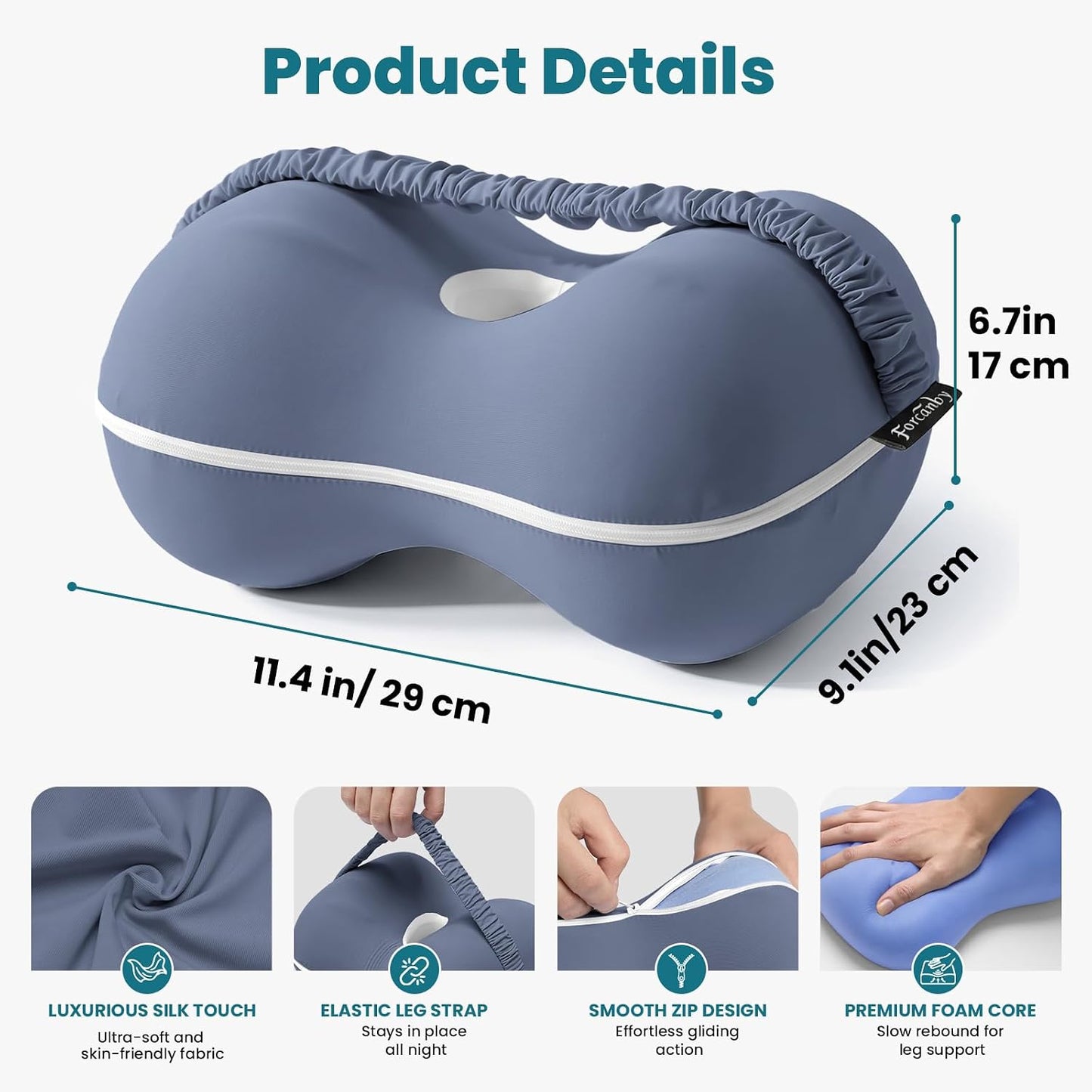 Knee Pillow for Side Sleepers - Smooth Spine Alignment Pillow, Memory Foam Knee Pillows for Back Hip Pain, Spine Aligning, Sciatica, Surgery Recovery, Pregnancy