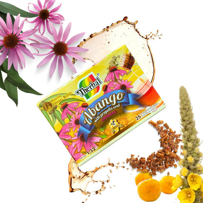 Therbal Abango Herbal Tea with Propolis & Echinacea – 25 Tea Bags – Natural Caffeine-Free Infusion – Winter Herbal Blend