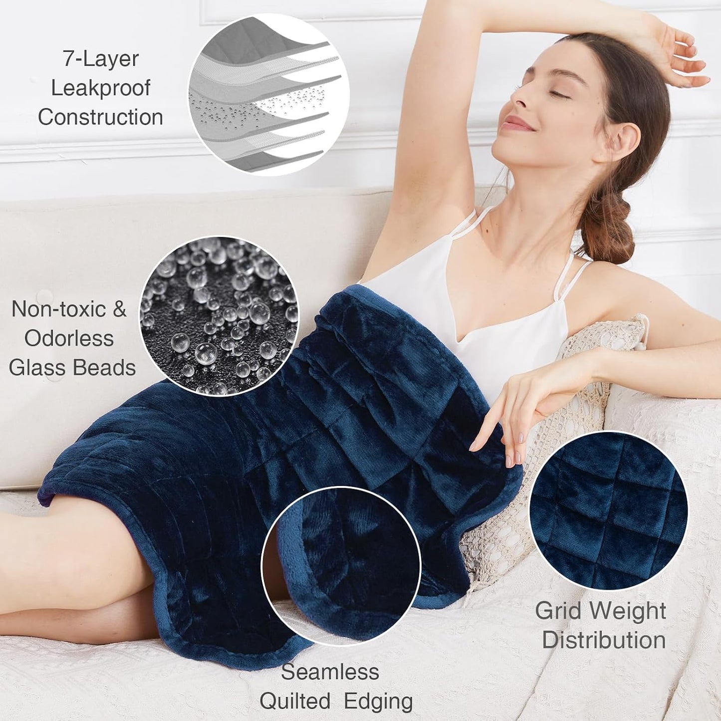 Alomidds Weighted Lap Blanket 7lbs, Cozy Breathable Flannel Weighted Lap Pad for Adults, Small Weighted Blanket for Travel, Couch, Green, 29" x 24"
