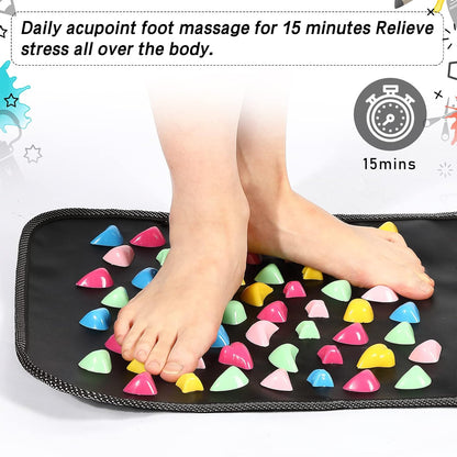 TrelaCo Foot Massage Mat Reflexology Walk Stone Road Foot Massage Acupoint Mat for Acupressure Relaxes for Long Sitting Elderly Students and Office Workers (13.78 x 13.78 Inches)