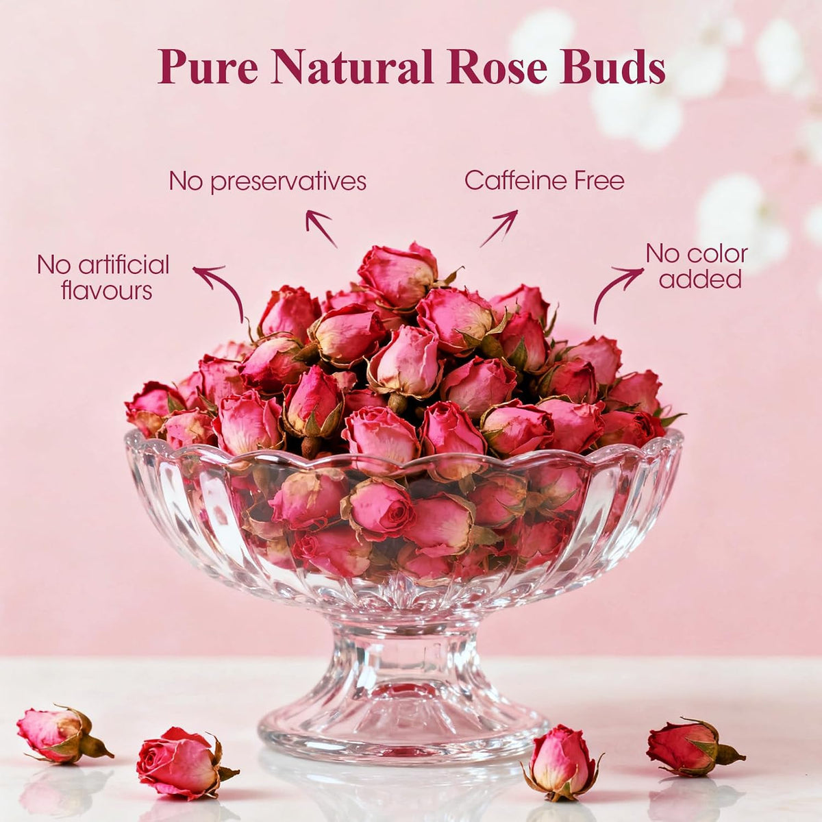 MQUPIN Rose Bud Tea - Dried Red Rose (100% Natural, Pure Flower, Edible Buds, Culinary, Food Grade) - Red Rosebud (90g)