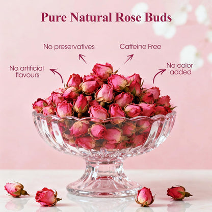 MQUPIN Rose Bud Tea - Dried Red Rose (100% Natural, Pure Flower, Edible Buds, Culinary, Food Grade) - Red Rosebud (90g)