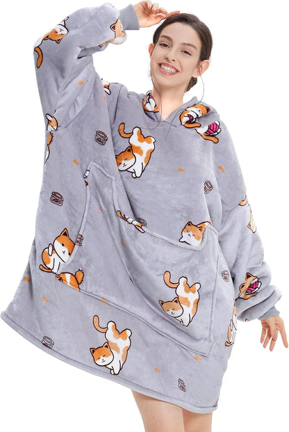 Aemilas Wearable Blanket Hoodie - Warm Sherpa Blanket Sweatshirt as Gifts for Adult Women Mom Men, One Size Fits All