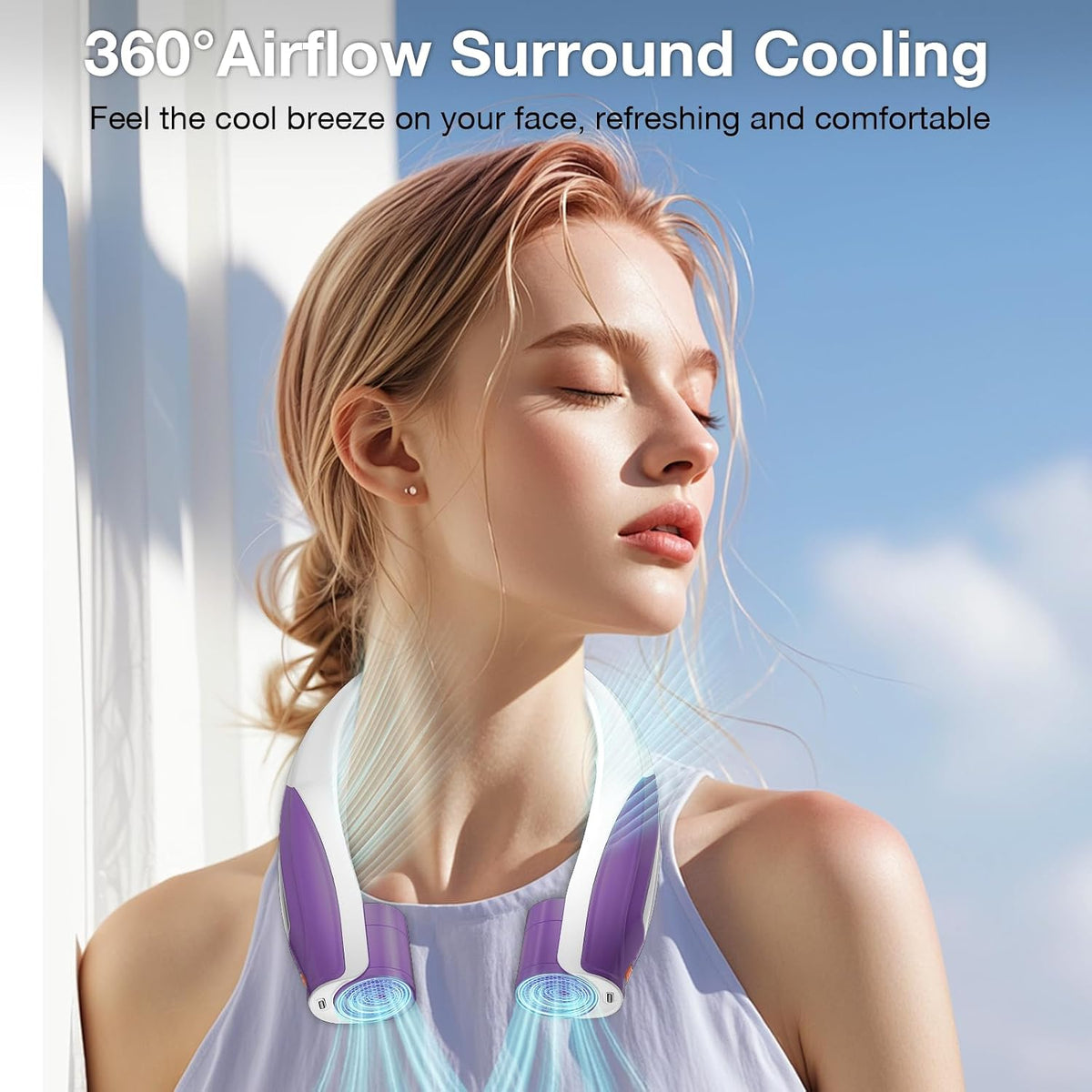 Hionly AI Neck Fan, 6 Speeds Adjustable Portable Personal Fan Rechargeable, Faster Cooling Wearable Fan, Ultra Quiet for Home, Office, Travel, Outdoor
