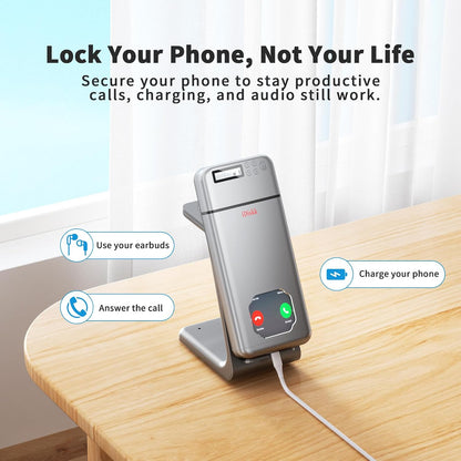iDiskk Silver Metal Timed Phone Lock Box, Self-Control Timer Locker
