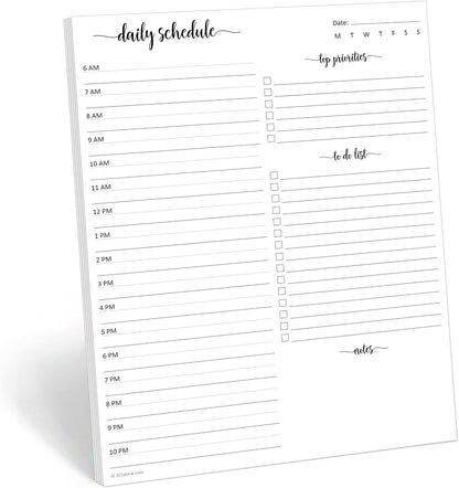 321Done Daily Schedule Planning Notepad - 5.5x8.5 Hourly Appointment Daily Planner To Do Checklist, 50 Sheets Tear-Off Note Pad - Made in USA