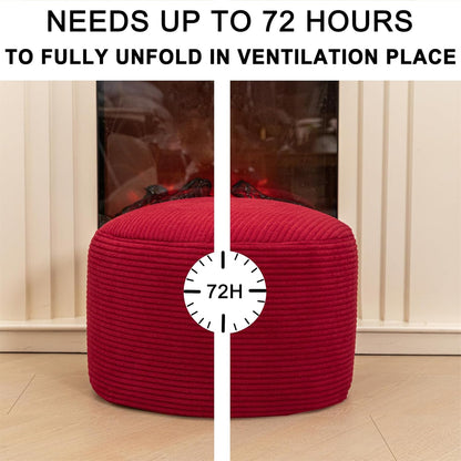 Round Pouf Ottoman 20 x 20 x 14 Inches Boho Poof Home Decor Floor Pouffe Ottoman Foot Rest for Couch Sofa Bean Bag Chairs Living Room Bedroom (Green)