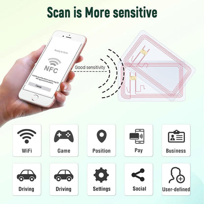 NFC Tags Clear NFC Cards Programmable NFC 215 Cards Ntag 215 NFC Tags,Compatible with TagMo and NFC Enabled Devices