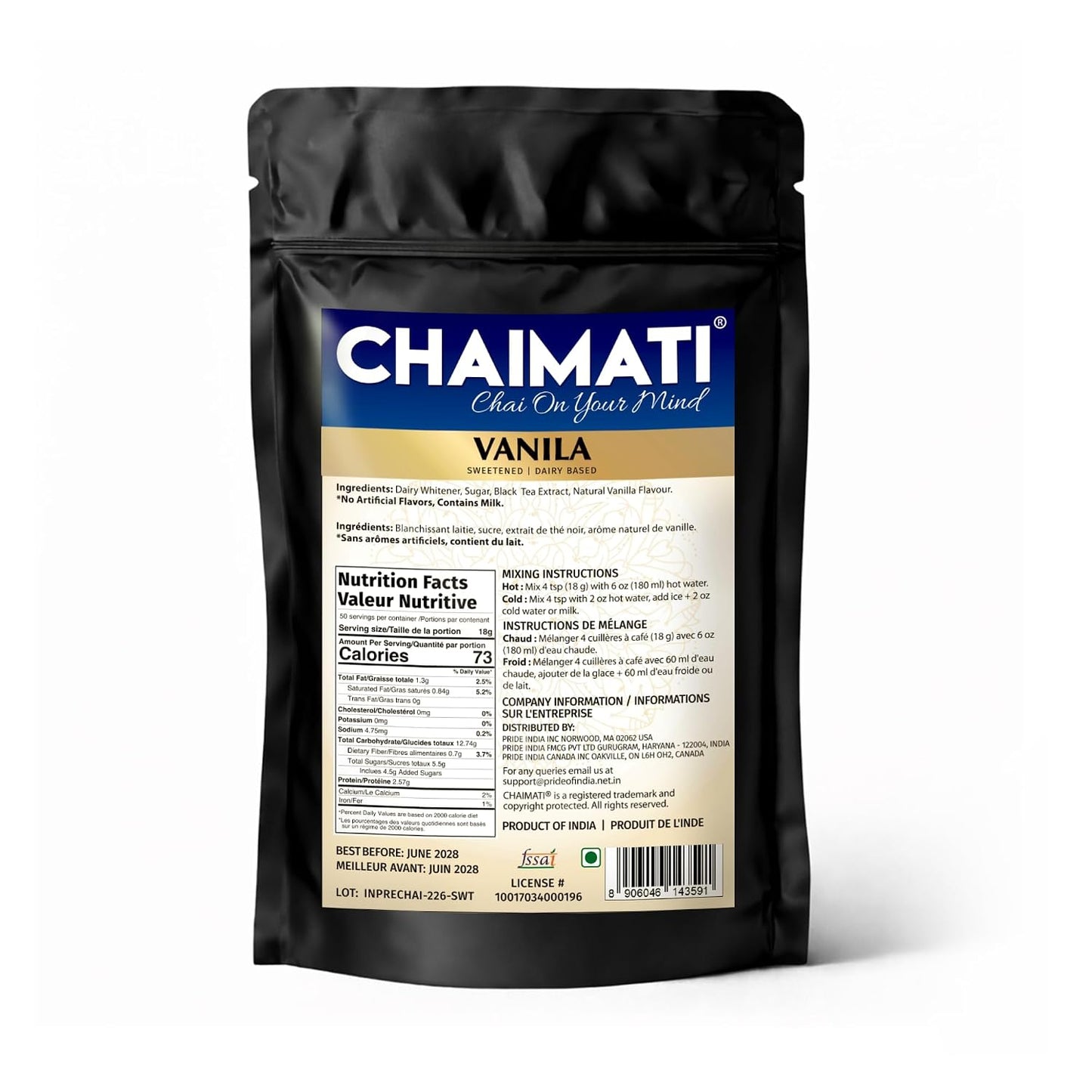 ChaiMati Cardamom Chai Latte Powder 2 lb | Instant Chai Tea Mix for Hot or Iced Drinks | Elaichi Chai Premix Makes 100 Cups, Low Caffeine Milk Tea for Home, Gifting & Parties