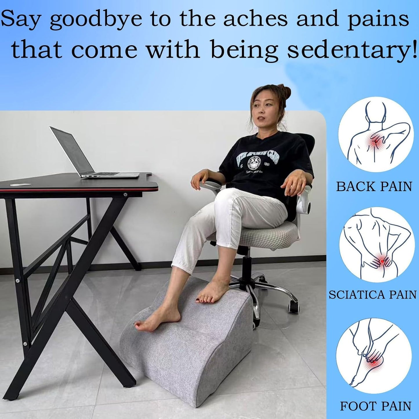 Foot Rest for Under Desk at Work.Multifunctional 3-Tier Foot Stool,with Washable Footrest.for Under Desk,Office Chair Gaming Chair & Sofa,Leg Elevation Pillow,Supports Posture -Dark Grey