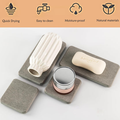 NiuYichee Set of 4 Water Absorbent Diatomite Coasters, Dish Soap Stone Tray