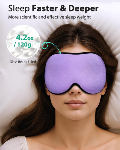 MABAO Weighted Sleep Mask - 100% Blackout Eye Mask for Sleeping for Women Men, 3D Contoured for Lash Extension, Zero Eye Pressure Memory Foam Cover, Soft Gentle Pressure Blindfold for Travel - Black
