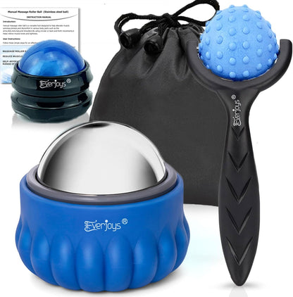 Everjoys Massage Ice Roller Ball, Cold & Heat Therapy Relief Massager, Deep Tissue Massage Pain Relief, Massager Tool for Back/Neck/Body/Face/Foot Pain, Muscles Recovery