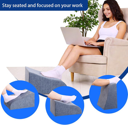Foot Rest for Under Desk at Work, Ergonomic Under Desk Footrest with Washable Cover for Office, Home & Gaming Leg Elevation Pillow Black