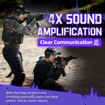 ZOHAN Electronic Shooting Earmuffs Built in Ambient Sound Amplifier, Hearing Protection for Shooters, NRR 23dB Noise Reduction, Ideal Gun Range Ear Protection Headphones for Hunting-Black&Purple