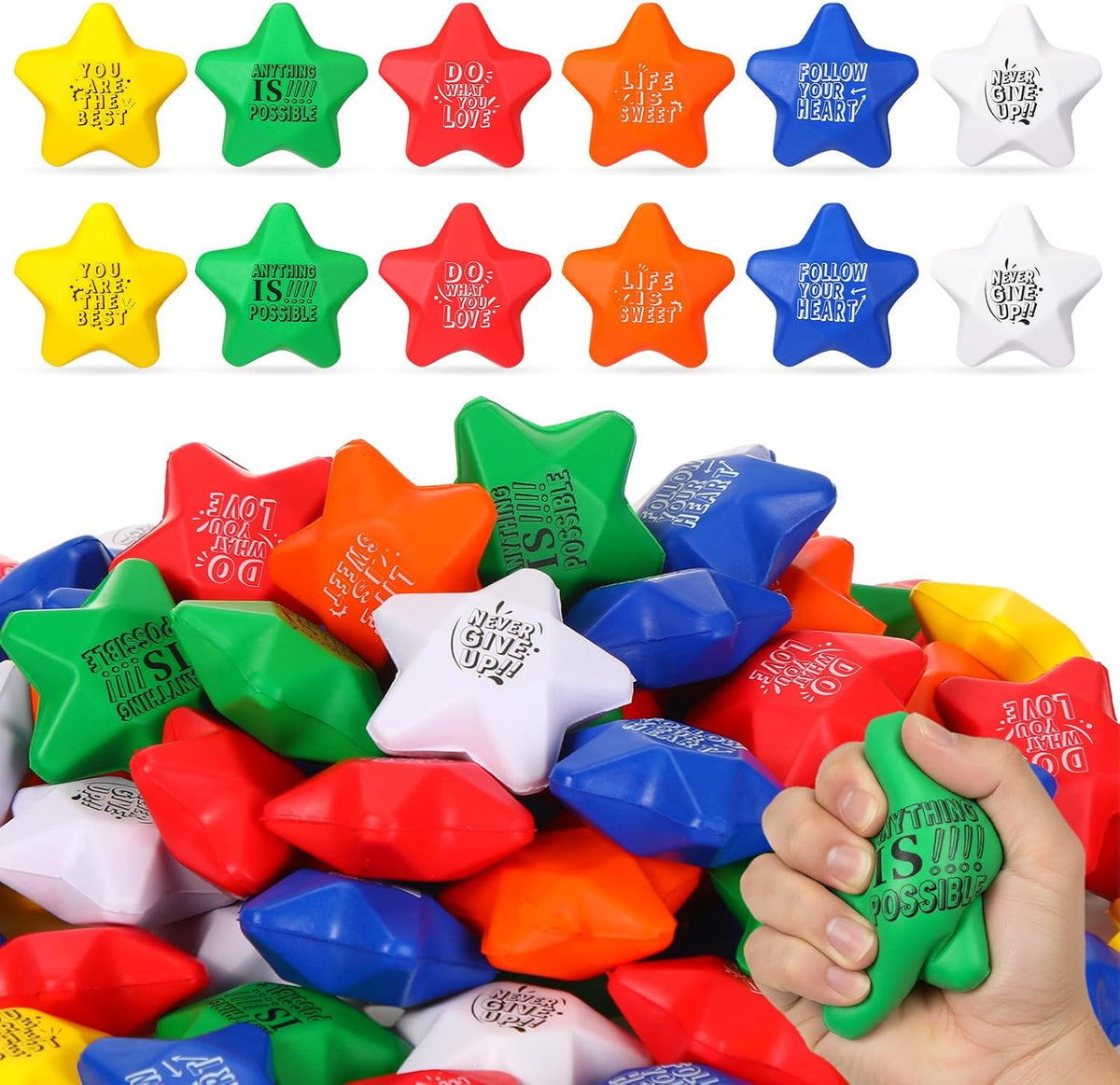 Leyndo 200 Pcs Relief Foam Balls Bulk for Adults with Motivational Quotes