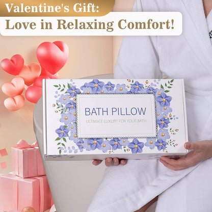 Bath Pillow Luxury Bathtub Pillow, Extra Soft & Comfortable Bath Pillows for Tub Head Neck and Back Support, with 4D Air Mesh Cushions & Non-Slip Suction Cups - Bath Accessories Spa Gifts for Women