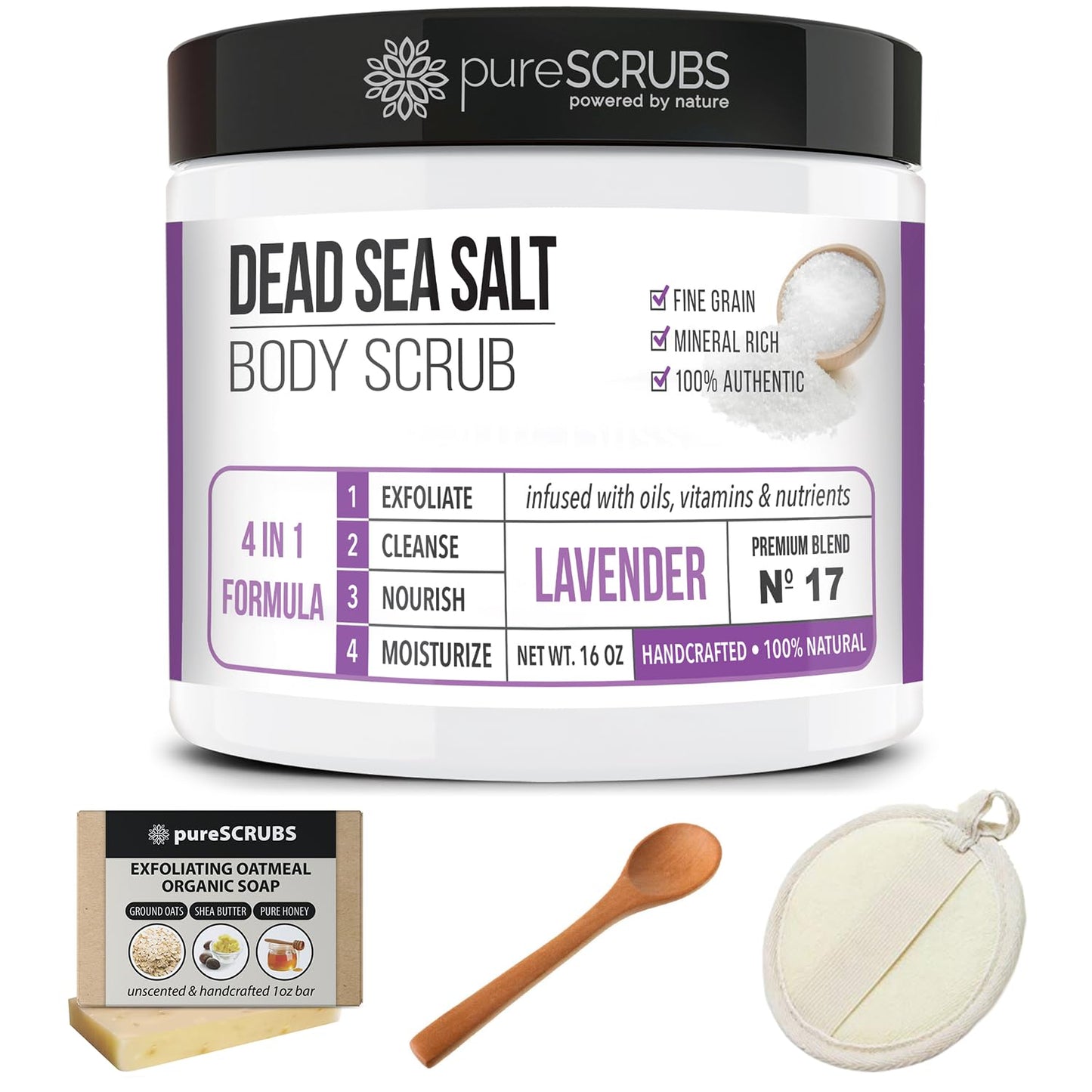 pureSCRUBS Premium Cucumber Body Scrub Set, Exfoliating Dead Sea Salt Scrub