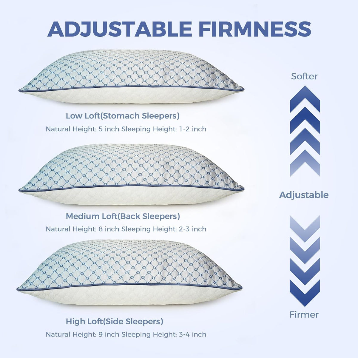 Adjustable Bed Pillows Queen Size Set of 2 for Sleeping, Soft and Supportive Bed Pillows with Memory Foam Filling for Side, Back and Stomach Sleepers, Neck Supportive-Queen Size, 2 Pack