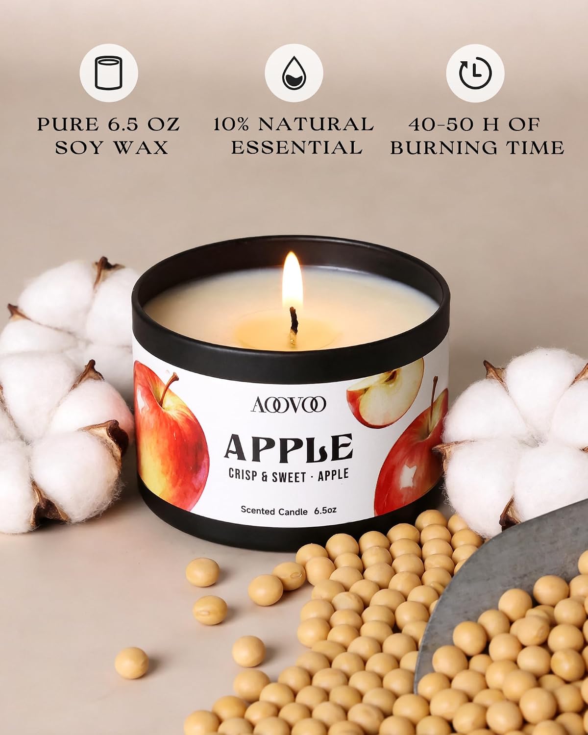 AOOVOO Sage Candle for Cleansing - 3 Wick 12oz Large Scented Candle with Crystals & Sage Leaves Inside, Soy Candles Non Toxic for Meditation Spiritual Gift, Aromatherapy Candle for Women Men
