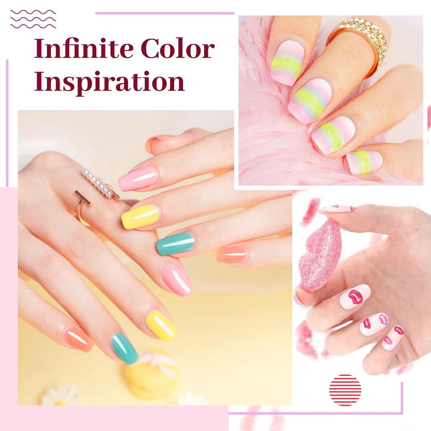 JODSONE Gel Nail Polish Kit 60 PCS with U V Light Soak off Base Top Coat 55 Shine Colors Gel Nail Kit Bright and Dark Brown Wine Red Series Manicure Set for Women and Girls