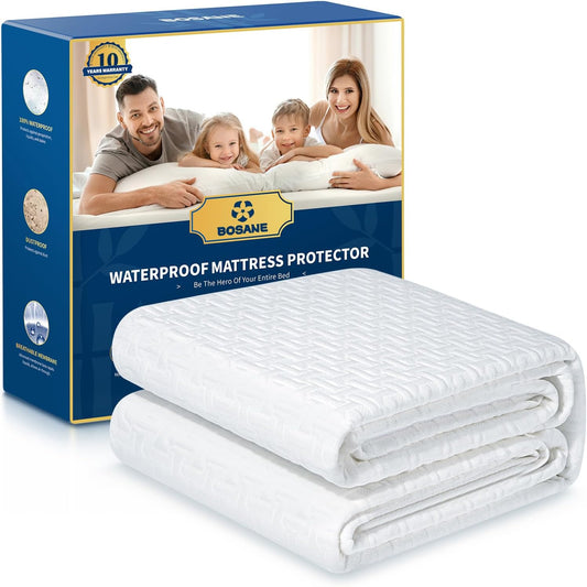 Premium 100% Waterproof King Mattress Protector Breathable Cooling 3D Air Fabric Cover Smooth Soft Hypoallergenic Noiseless Bed Cover Machine Washable Vinyl Free, 8-21'' Deep Pocket