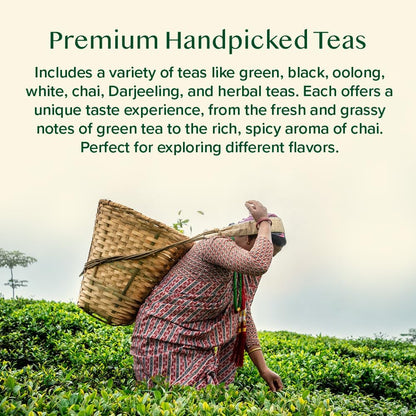 VAHDAM World Top 20 Favourites Tea Sampler Set | Loose Leaf Tea (100+ Cups) | Tea Variety Pack with Green, Herbal, Black & Chai Brew | Vacuum Sealed For Freshness | Brew Hot & Cold