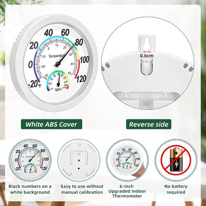 Weewooday 3 Pcs Indoor Outdoor Thermometer 2 in 1 Mini Home Temperature Humidity Hygrometer Monitor Gauge for Home Offices Wall(Silver,2.2 Inch)