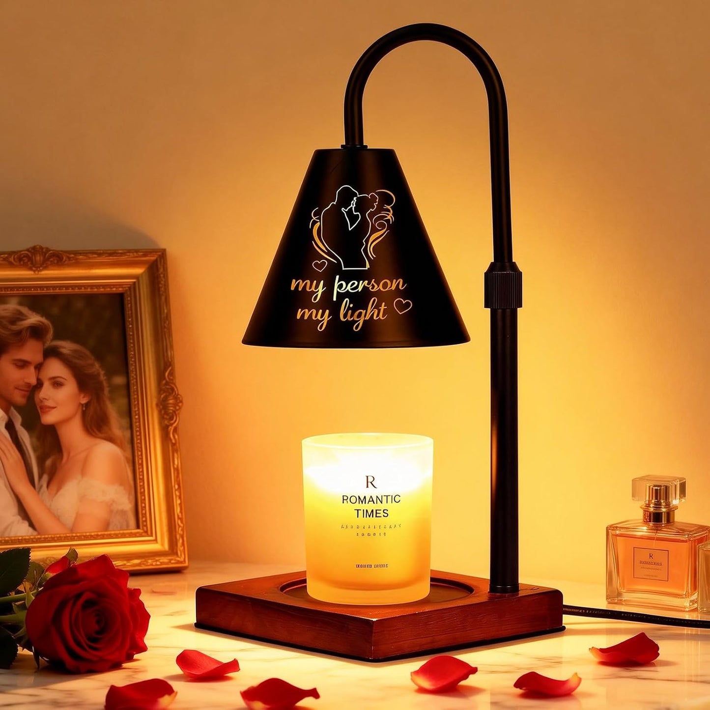 Modern Candle Warmer Lamp with Timer, Dimmable Candle Lamp Warmer, Mothers Day Birthday Gifts for Women Men, Black Candle Warmer, Adjustable Candle Light Warmer, Cozy Living Room Bedroom Home Decor
