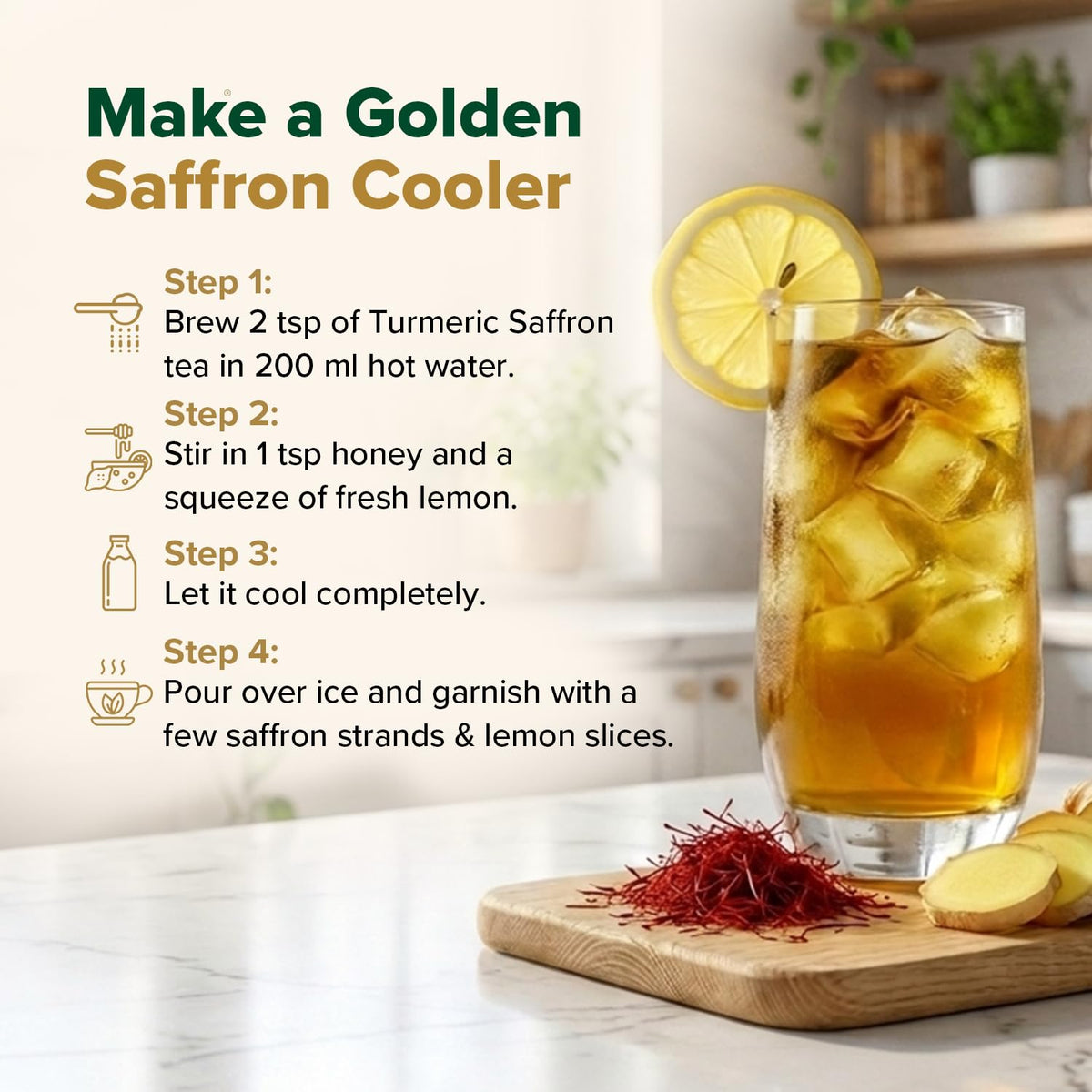 VAHDAM Turmeric Saffron Tea (3.53 oz| 50+ Cups) Caffeine Free Herbal Tea