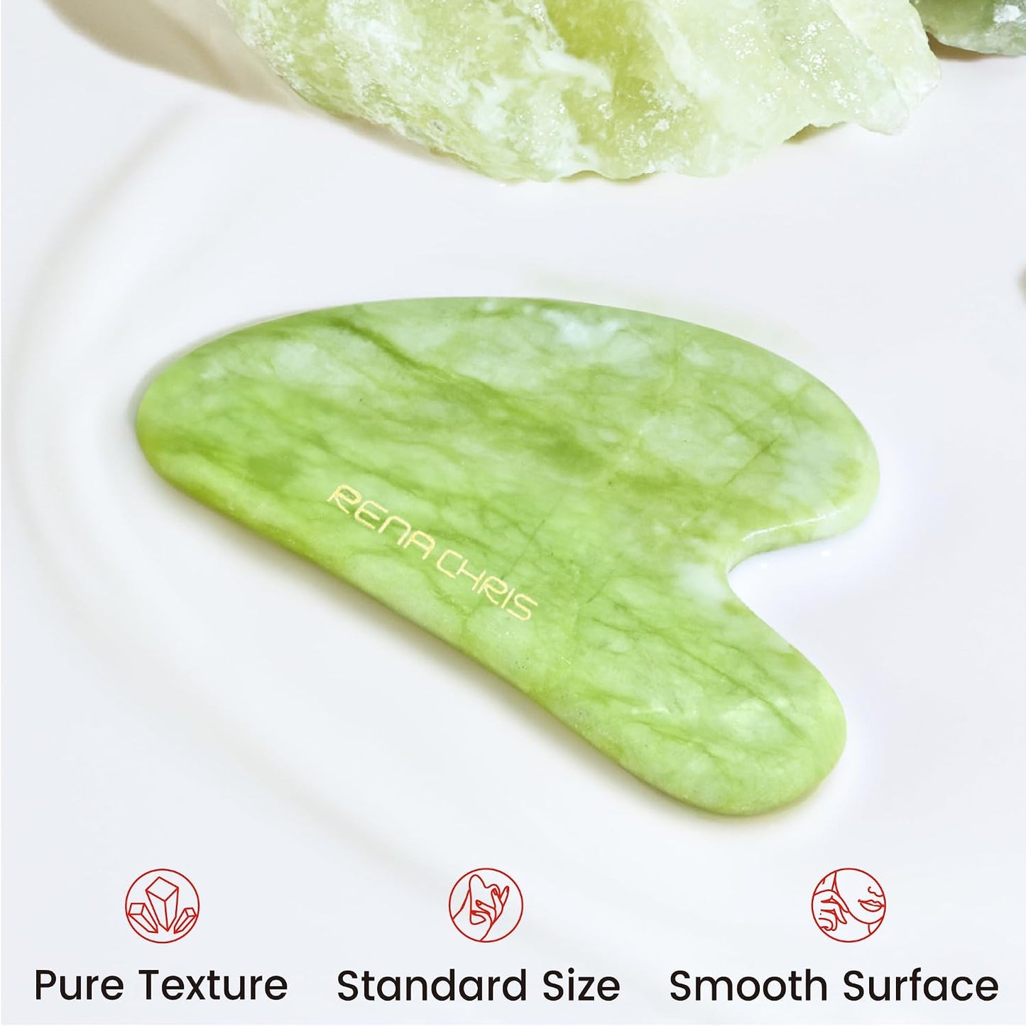 Rena Chris Gua Sha Facial Tools, Rose Quartz Guasha Tool for Acupuncture, Manual Massage Tool for Jawline Sculpting and Puffiness Reducing, Gua Sha Facial Massage Tool, Skin-Care Gift (Pink)