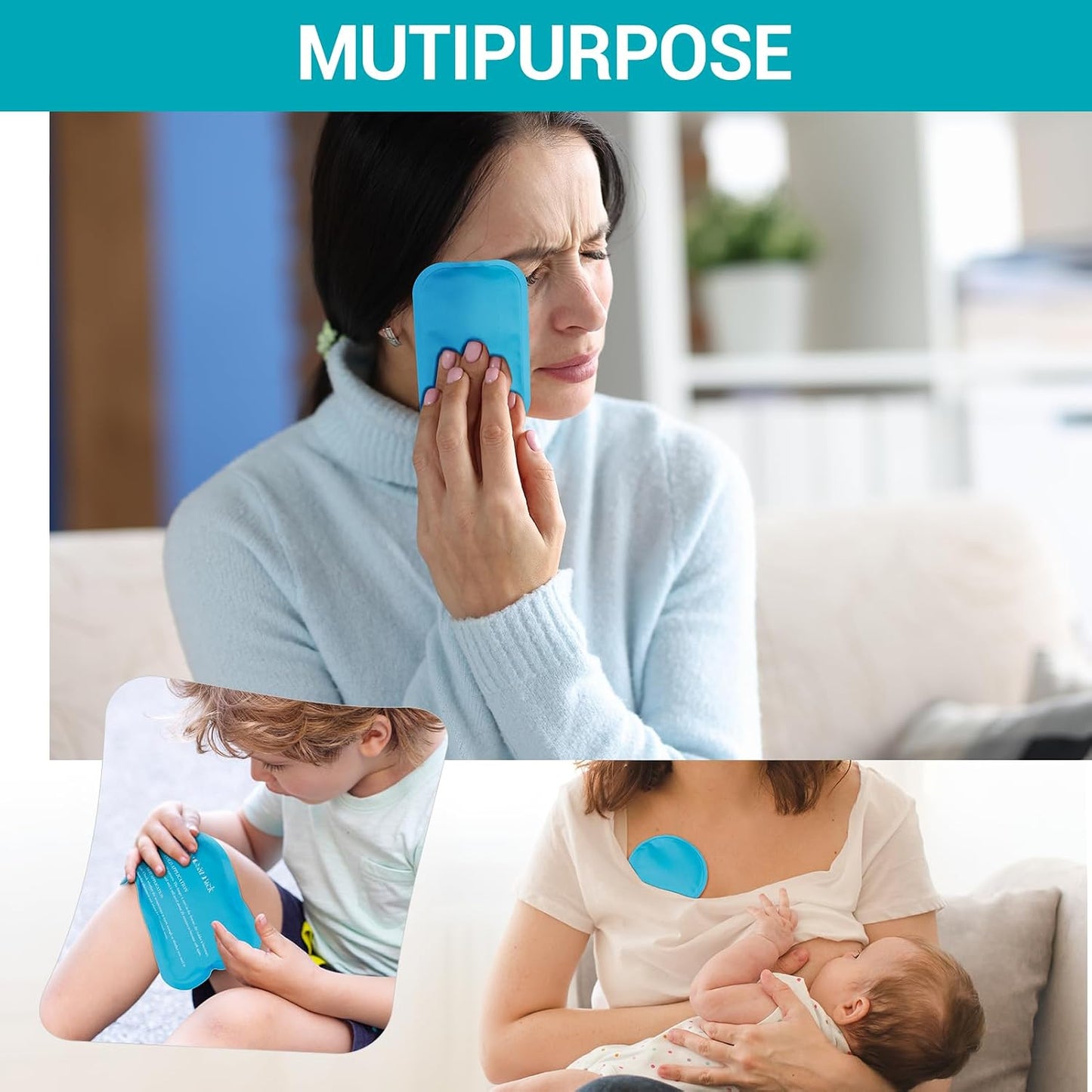 Small Ice Packs, 6 Pcs, Reusable Mini Gel Cold Packs for Injuries, Hot Cold Compress for Kid's Boo Boos, Headaches, Wisdom Teeth, Breastfeeding, Pain Relief, Fever, Mosquito Bite, First Aid 3" X 4.5"