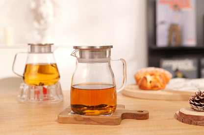 CNGLASS One-Touch Glass Teapot with Stainless Steel Filter Lid,20oz(600ml) Glear Tea Kettle Stovetop Safe,Borosilicate Glass Tea Pots for Loose Leaf Tea