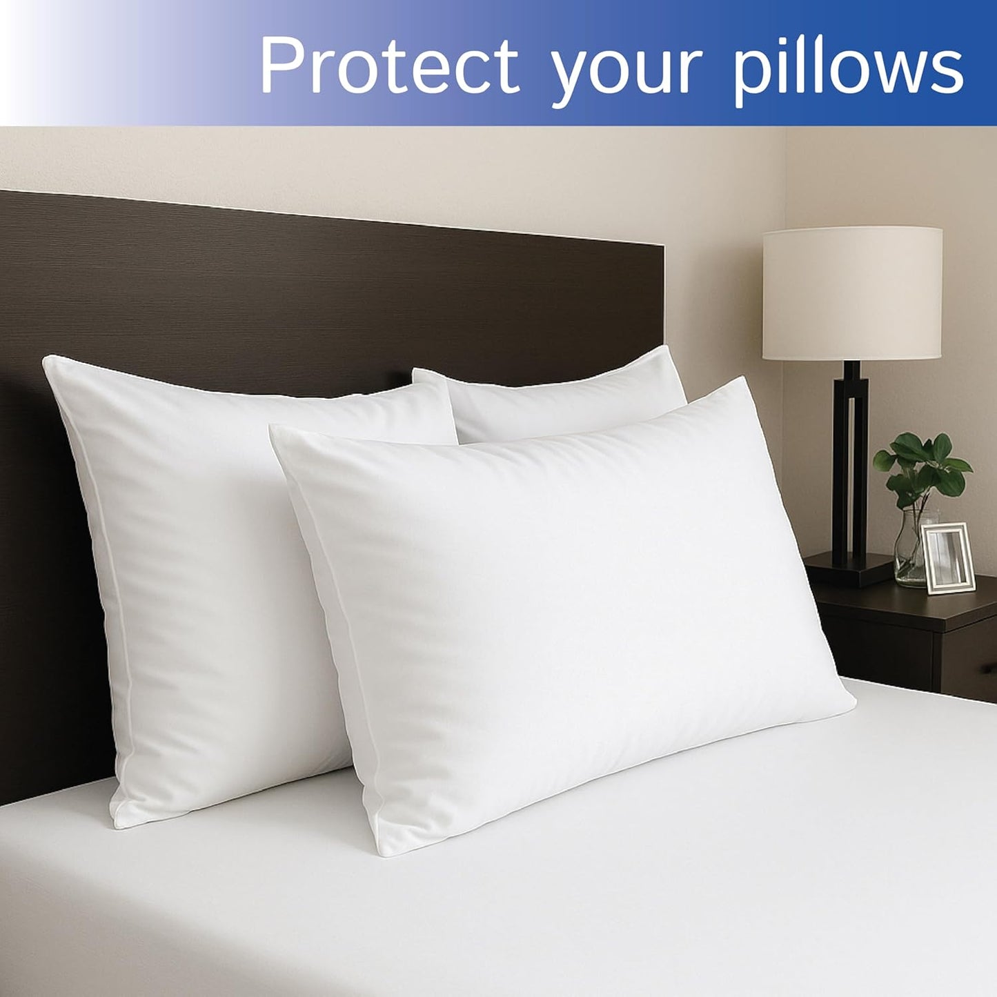 Four Seasons Essentials Standard Pillow Protectors (Set of 2) – Zippered Waterproof Pillow Covers Hypoallergenic Dust Proof Pillowcase Encasement Cover