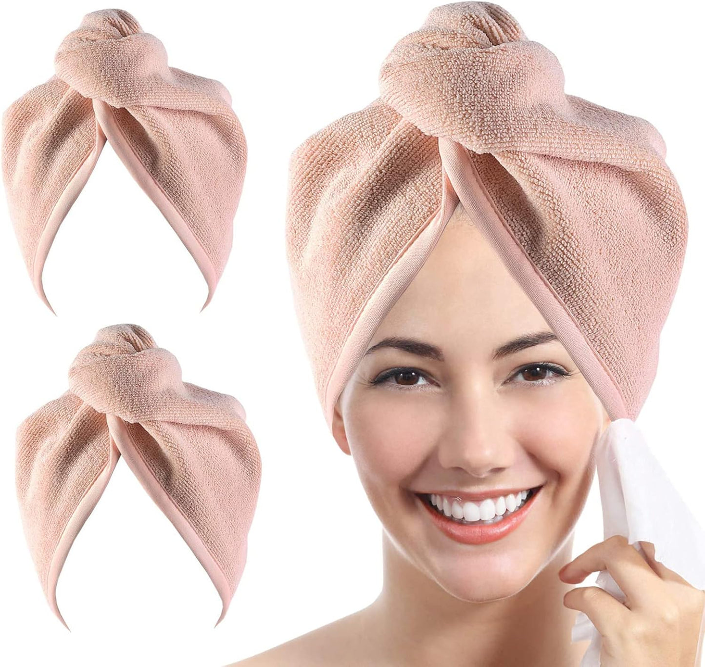 YoulerTex Microfiber Hair Towel Hairs Wrap: 2 Pack 10X26 Hair Dryer Towels for Women Absorbent Turban Twist Drying Shower Cap Curly Hairs Products for Hair's Care Accessories (Navy Blue)