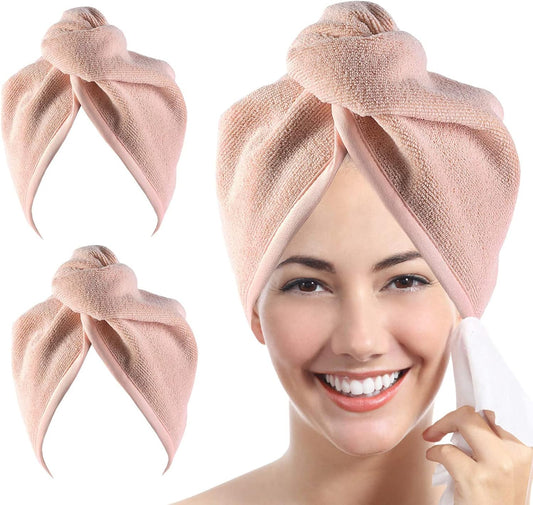 YoulerTex Microfiber Hair Towel Hairs Wrap: 2 Pack 10X26 Hair Dryer Towels for Women Absorbent Turban Twist Drying Shower Cap Curly Hairs Products for Hair's Care Accessories (Navy Blue)